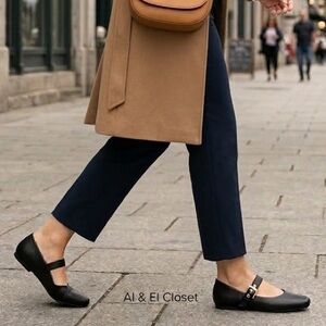 DV by Dolce Vita Black Mary Jane Flats Gold Buckle Women’s Size 7.5 New With Box